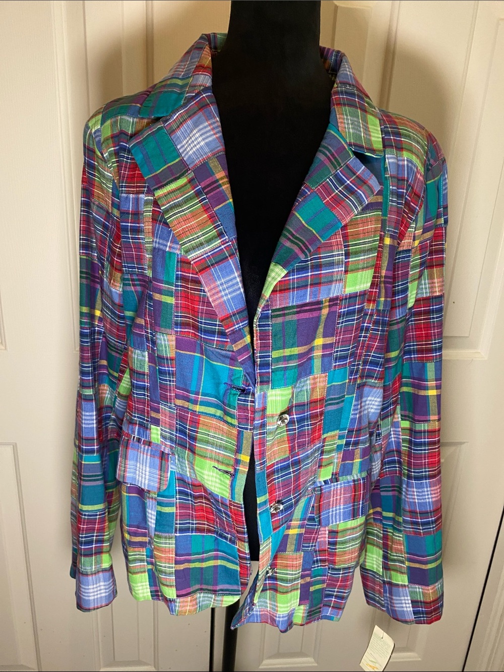 NWT Vintage Sam TY Multicolor Plaid Women’s Blazer - Blue & Green Plaid
